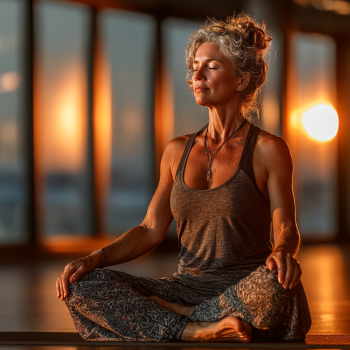 Seniori fericiți practică yoga în grup